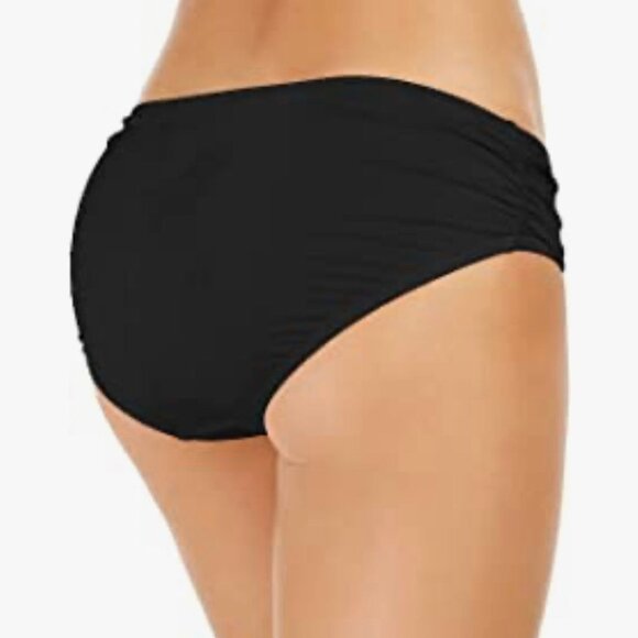 MICHAEL MICHAEL KORS Swimwear Shirred Side Bikini Bottom Black Size M - Picture 2 of 6